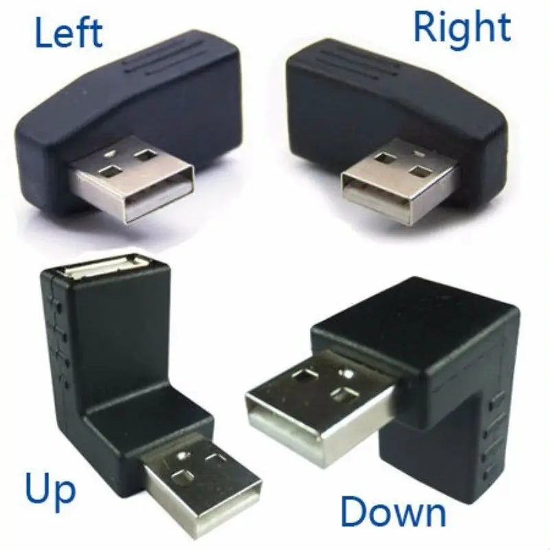 90 градусов USB 2 0 мужчина к женской левой правой вверх вниз угловой удлинитель