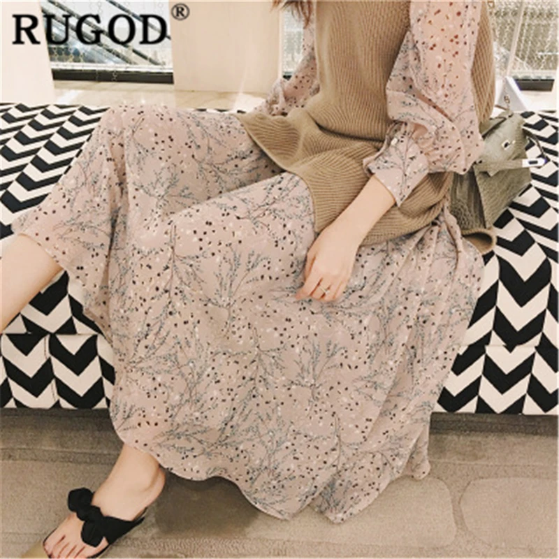 RUGOD женское платье с цветочным принтом, boho chic стильное летнее платье, винтажное свободное повседневное милое платье с высокой талией, modis femme vestido verano