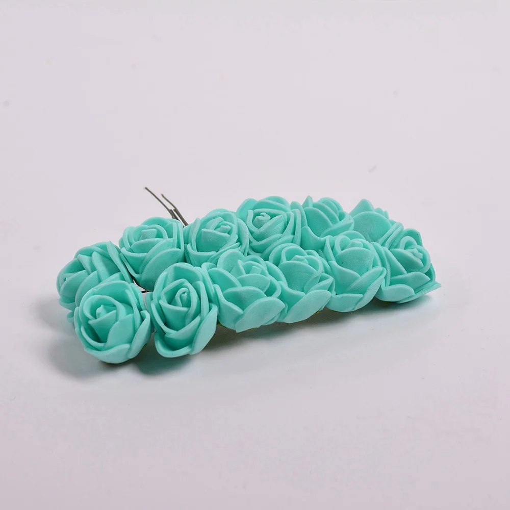 Tiffany Blue 12 шт./лот, искусственный цветок, пенопластовая Роза для свадебного украшения дома, ручная работа, Свадебный венок, подарок, скрапбукинг, искусственный цветок - Цвет: Tiffany Blue