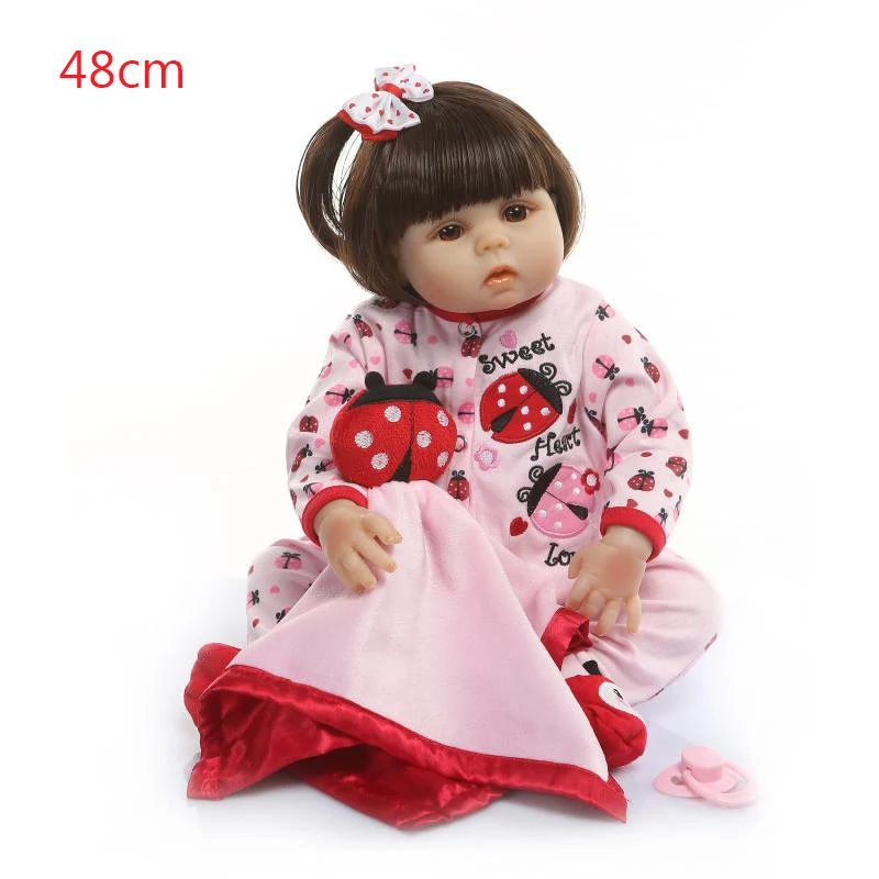 

Full Silicone corpo Reborn Baby Girl Doll Toys 19"48cm Vinyl Newborn Princess bebes reborn menina Bathe Toys doll gifts