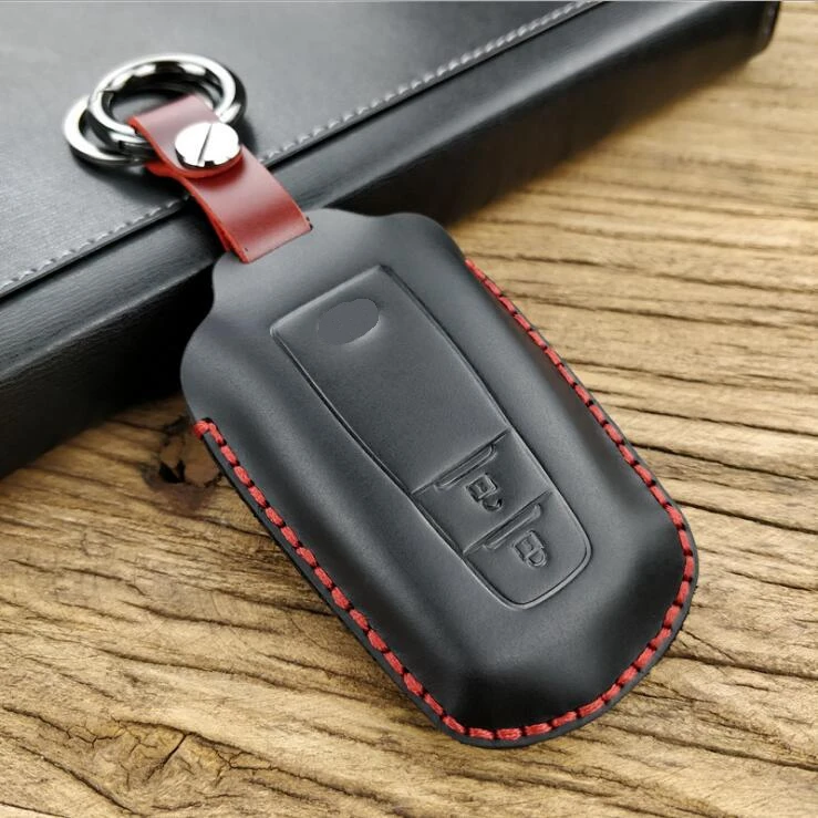 

Handmade Car Genuine Leather Key Cover Holder Case For Toyota Avalon Camry Corolla C-HR CHR Prado RAV4 2018 Fob 2/3 Button Key
