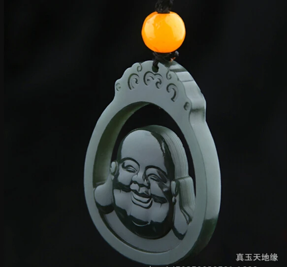 Подвеска Hetian Jadees подвеска Будды Maitreya из синего нефрита для мужчин и женщин в виде