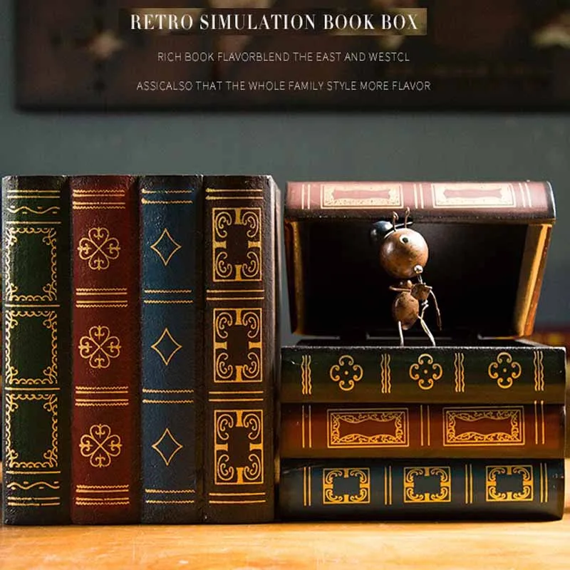 Декоративная винтажная поддельная книга искусственная коробка для хранения