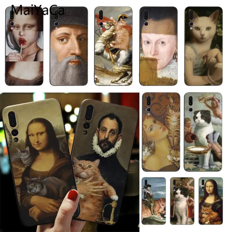 Чехол для телефона MaiYaCa Monla Lisa с изображением кота и маслом цветной милый чехол