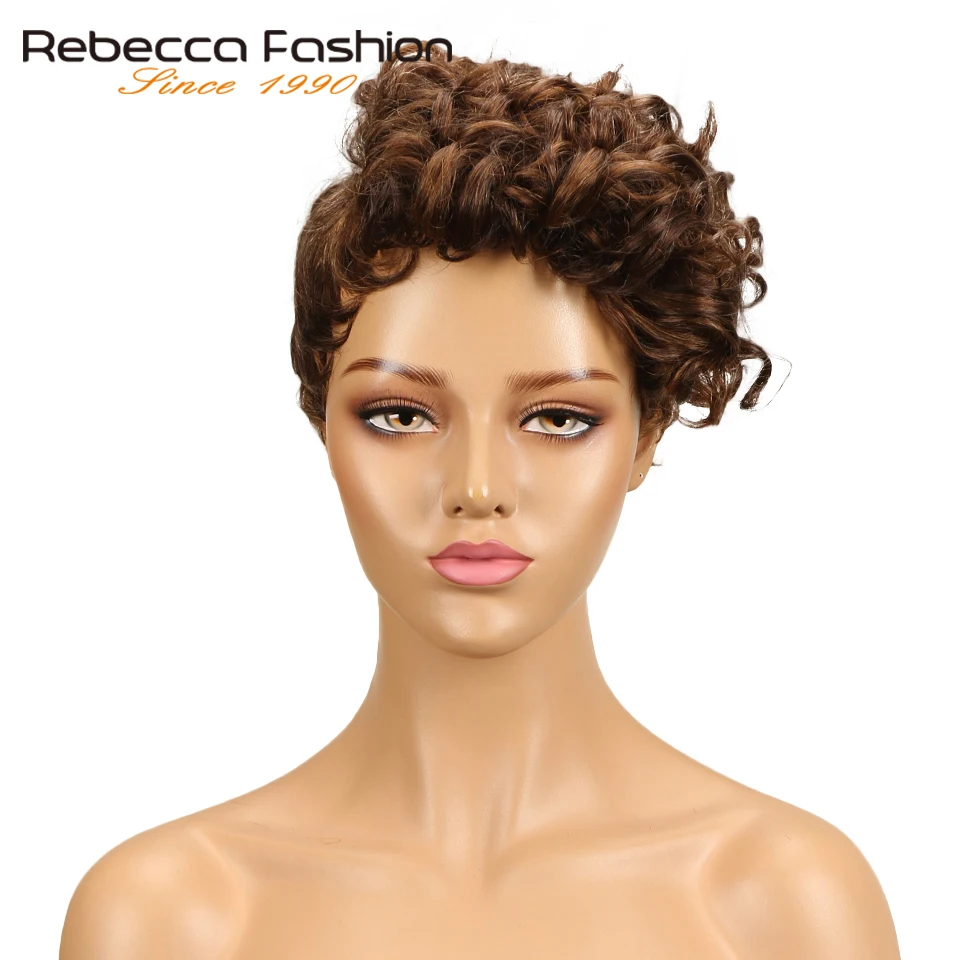 Rebecca Ombre Короткие Природные мечта вьющиеся волосы парик перуанский Remy