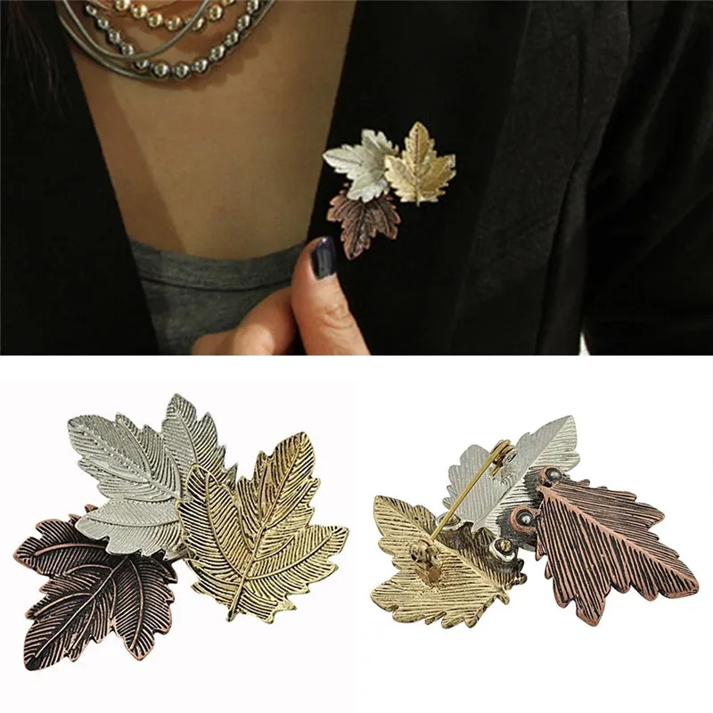 

imixlot Trendy Jewelry Leaves Brooch Gold Silver Color Broche Pins For Women Sweater Suits Accessories