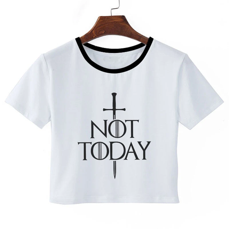 Not Today Футболка с принтом Игра престолов Arya Stark Inspired женский короткий рукав короткий топ белые футболки винтажные Camiseta Dracarys