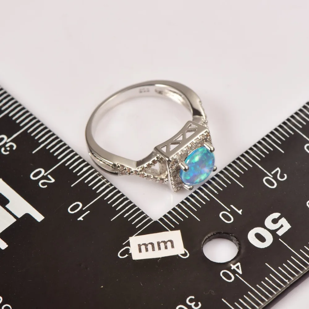Женское кольцо из серебра 925 пробы с голубым опалом|ring size|ring size 5crystal ring |