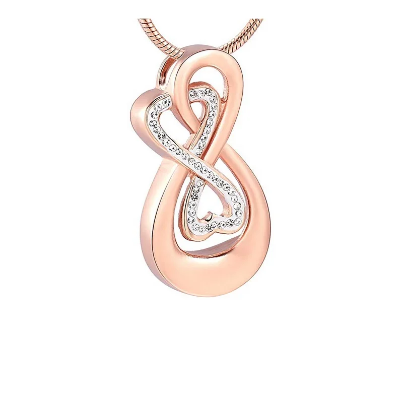 T005 Eternal Love Crystals Inlay Infinity Cremation Urn Women Accessories Necklace Funeral Urns Ashes Holder Memorial Jewelry | Украшения и