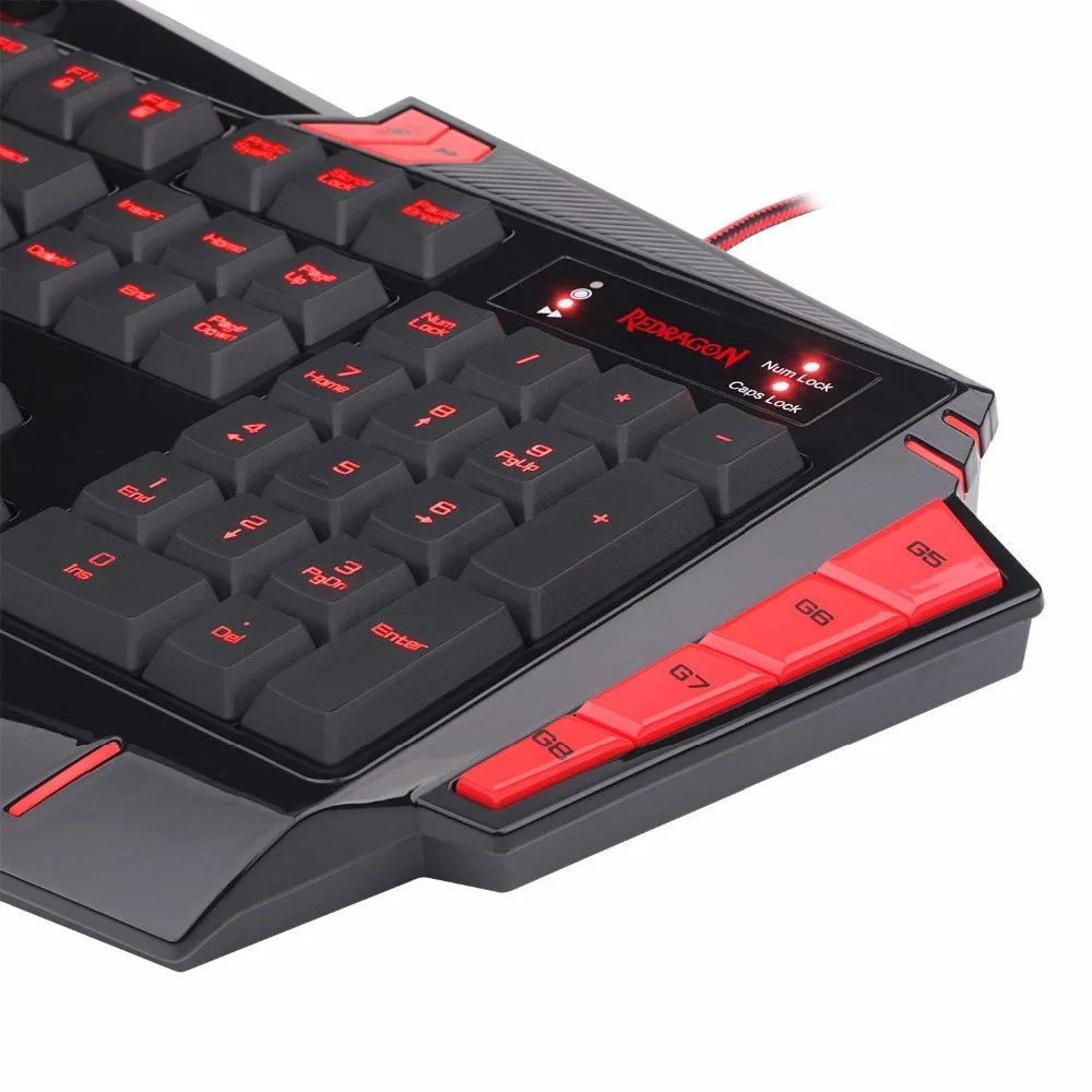 Игровая клавиатура Redragon K501 104 стандартных клавиш 8 программируемых макроклавиш, с подставкой для запястья, водонепроницаемый дизайн