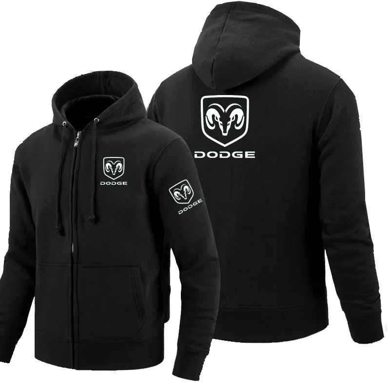 Черный Dodge logo толстовка на молнии мужские толстовки на молнии Осенняя Толстовка Зимняя длинная модная повседневная одежда - Цвет: Черный