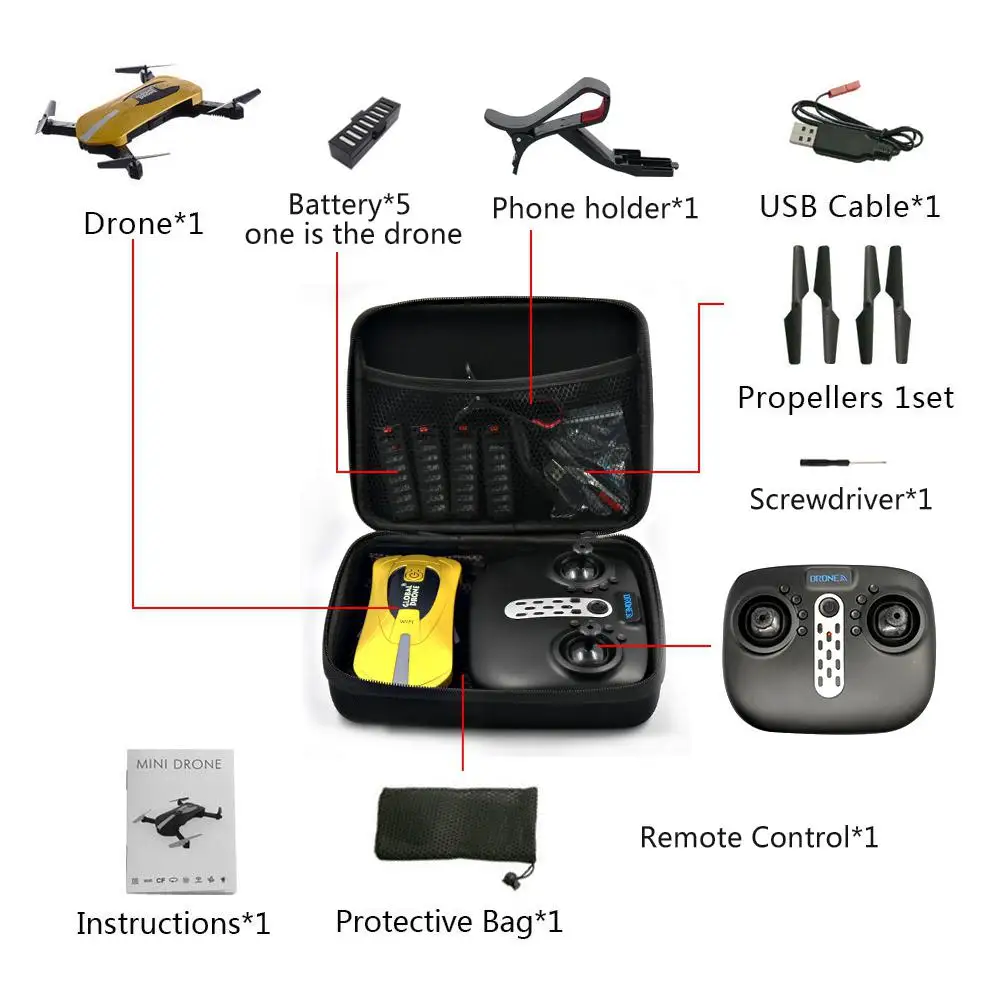 

LeadingStar E58/JY018/JY019/GW58/X6/E010/E010S/E013/E50 Foldable Arm RC FPV Drone Handbag Carrying Case Box Bag