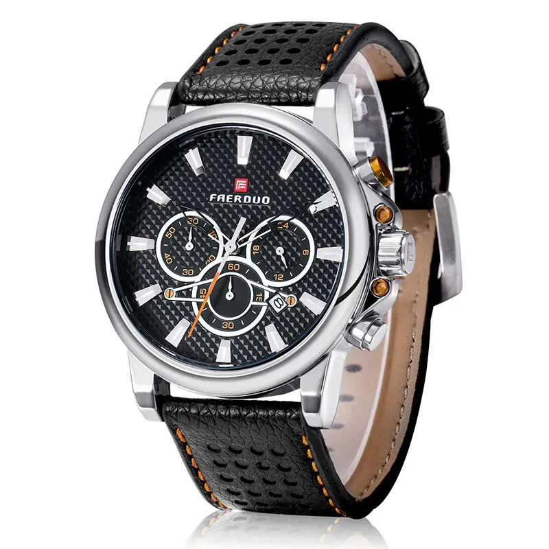 

Chronograph New Top Brand Luxury Mens Watches Male Clocks Date Sport Military Clock Leather Strap Quartz Business Men Watch Gift