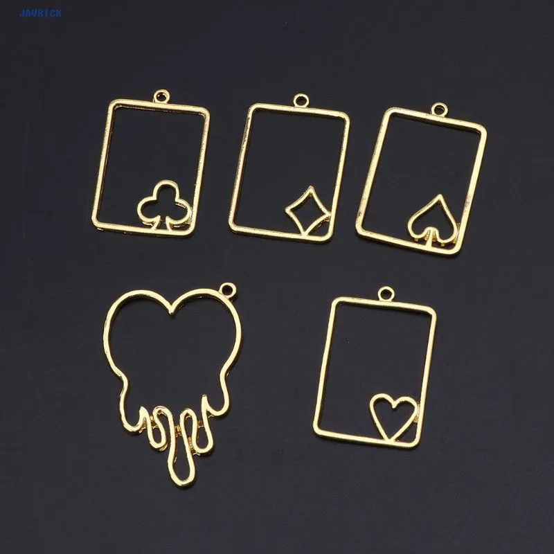 5 шт. покерная карта плавление сердце металлическая рамка ювелирные изделия УФ