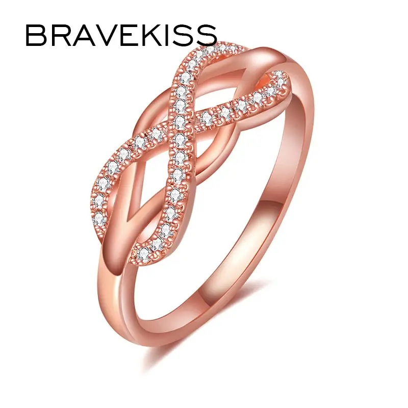 BRAVEKISS новые модные розовые золотые волнистые оригинальные циркониевые