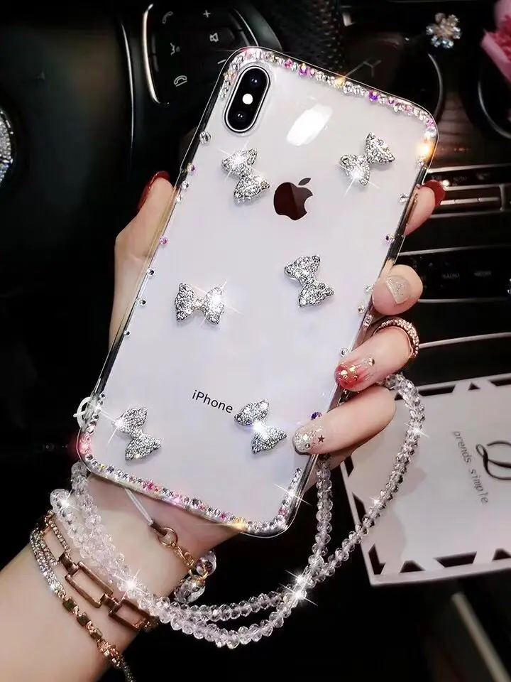 ORYKSZ Fashion Jewelled Glitter Phone Case For iphone XS Max XR X 7 6S 6 8 Plus Cases Silicon Soft Back Cover |