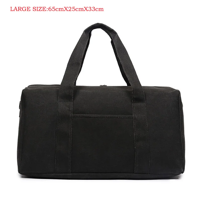 Black-Large Модная Повседневная холщовая мужская сумка Новая женская уличная дорожная сумка Большая вместительная спортивная сумка - Цвет: Black-Large