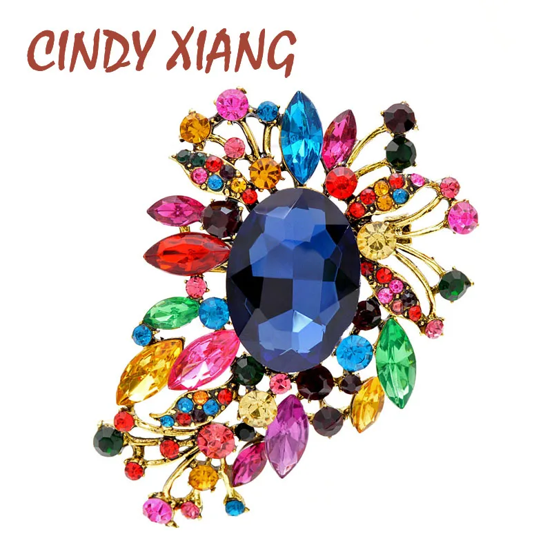 Разноцветная женская брошь с кристаллами CINDY XIANG яркое винтажное украшение
