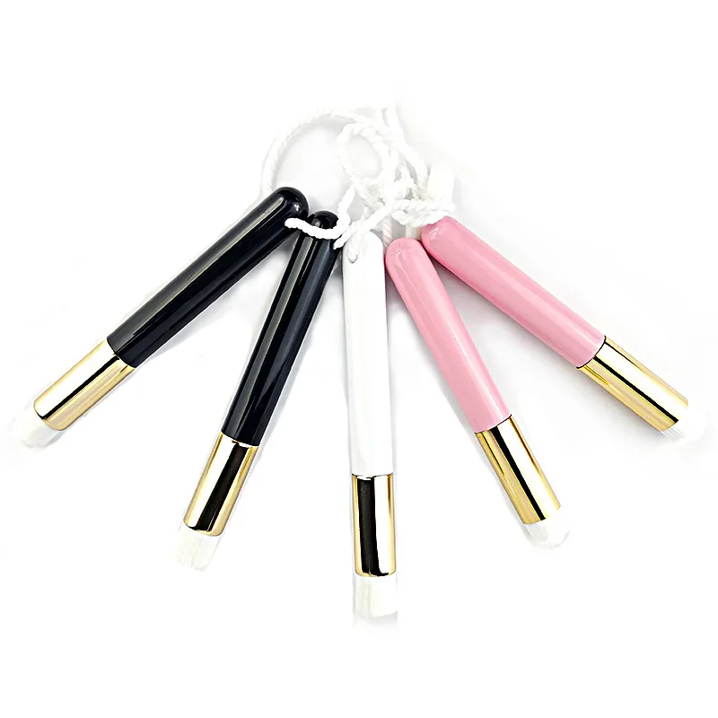 

100Pcs New Style Eyelash Makeup Brush Nose Cleaning Black Handle Brush Cleaning Flat Head Brush Nose Washing Convex head Brush