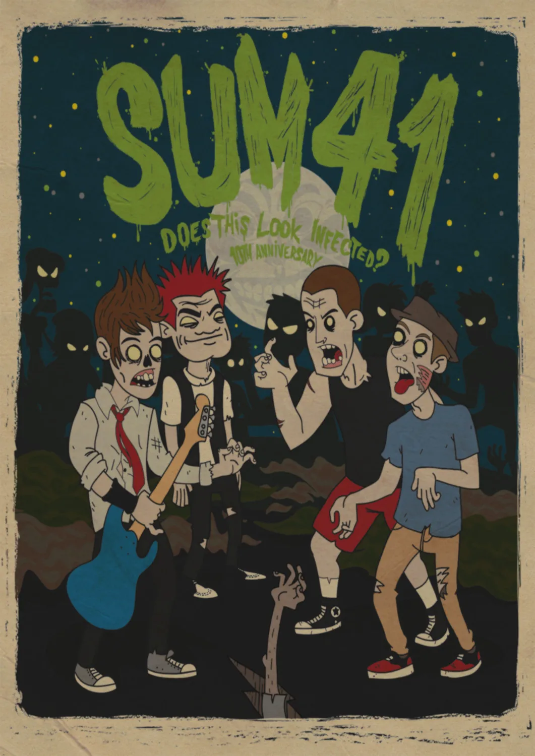Популярный винтажный постер Sum 41 ретро из крафт бумаги с рисунком музыкальной