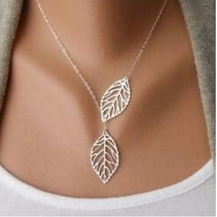 Женское Ожерелье с 2 листьями ожерелье и сережки оптовая продажа|Ювелирные