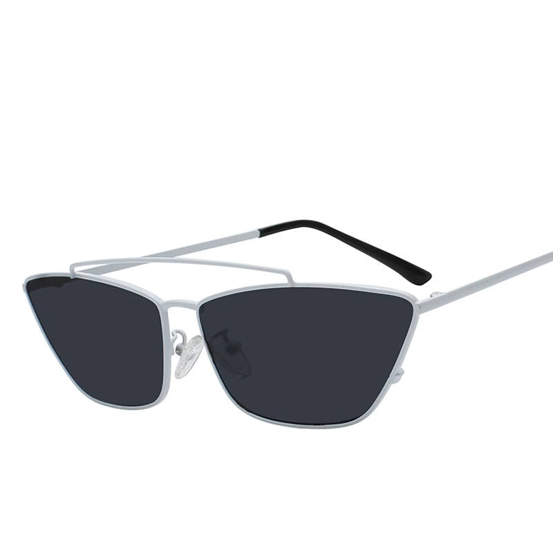 Silver w black MAX ретро в форме кошачьих глаз Солнцезащитные очки женские розовые коричневые линзы солнцезащитные очки модные легкие солнцезащитные очки для женщин винтажные металлические очки - Цвет линз: Silver w black