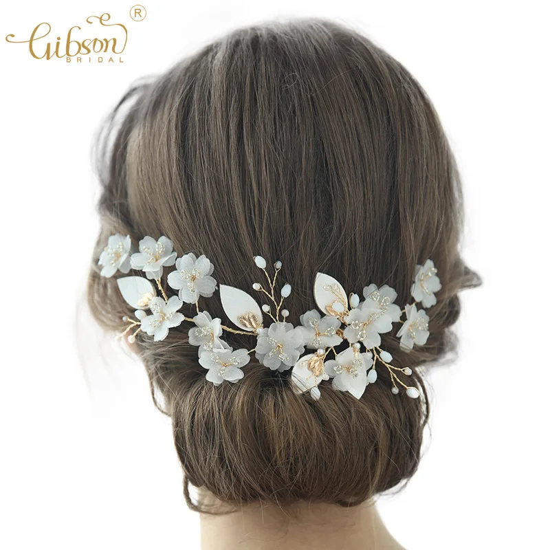 

Fashion Bridal Hair Barrette Headpiece Silk Chiffon Flower Hair Clip Wedding Hair Accessories Photo Prop