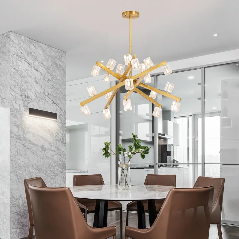 

Nordic LED chandeliers living room suspended lamps iron bedroom luminaires dining room deco fixtures Crystal hanging lighting