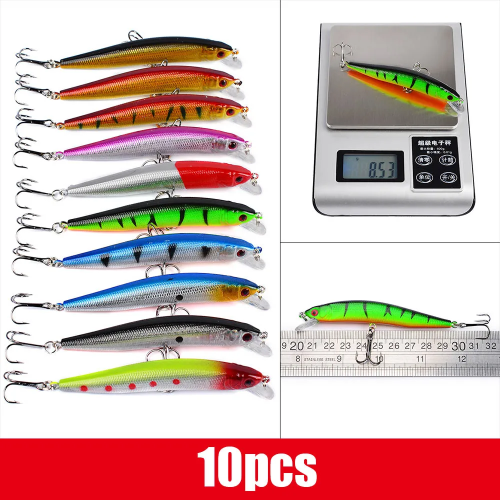 10pcs 56 шт./лот, набор смешанных рыболовных наживок, воблер крэнкбейты, плавающая приманка, гольян, искусственные жесткие реалистичные приманки, рыба, карп, рыболовные снасти - Цвет: 10pcs