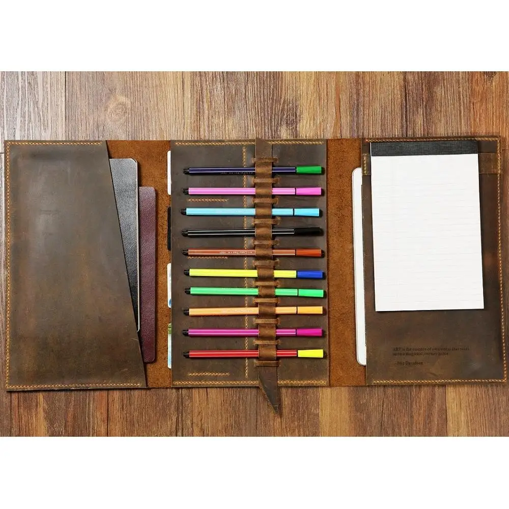 Чехол карандаш из потертой кожи для художника A5 Moleskine кожаный футляр ноутбука