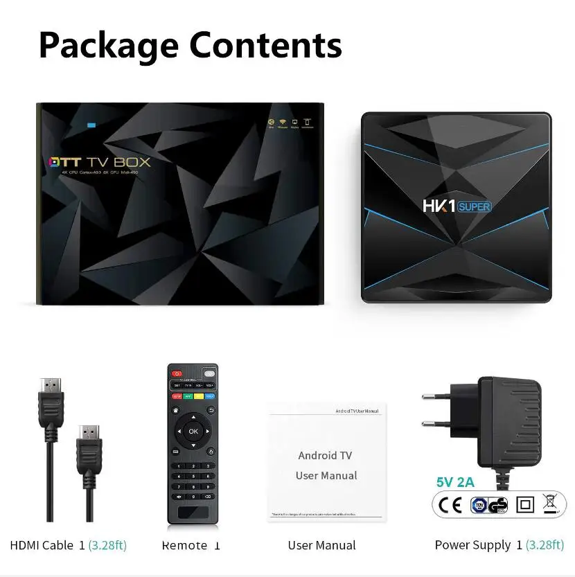 ТВ приставка HK1 Super Android 9 0 RK3318 2G/16G 4 ГБ 32 64 128 2 4G/5G Dual WiFi BT4.0 4K H.265 media 10 шт.|ТВ-приставки