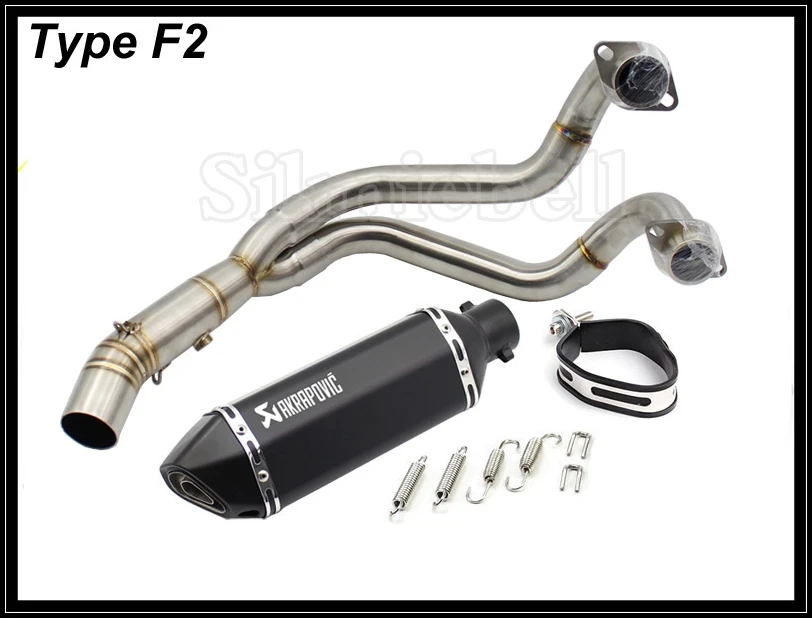 Type F2 MT07 выхлоп Akrapovic выхлоп мотоцикла Escape Moto выхлопная труба без шнуровки полная система для Yamaha MT-07 FZ07 FZ-07 Tracer XSR700 - Цвет: Type F2