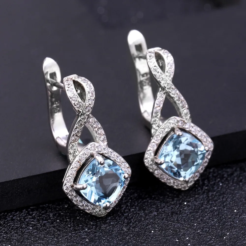 Женские серьги пусеты GEM'S BALLET из стерлингового серебра 925 пробы с небесно