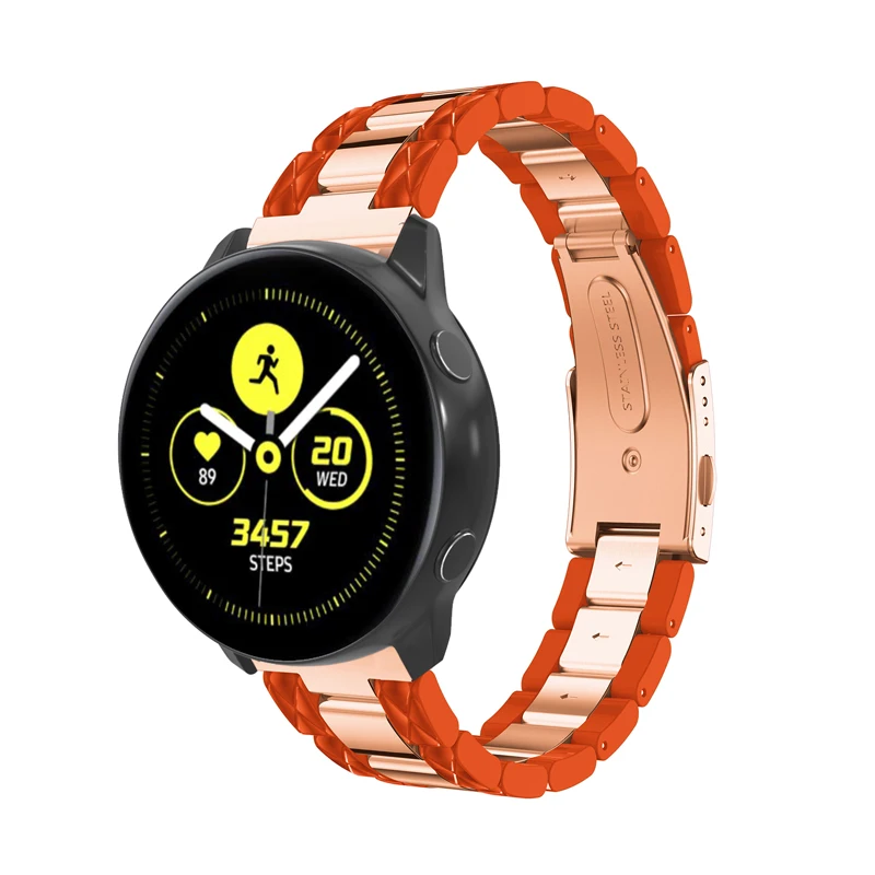Браслет для samsung galaxy watch 20 мм 42 active S2 ремешок из смолы и нержавеющей стали amazfit bip
