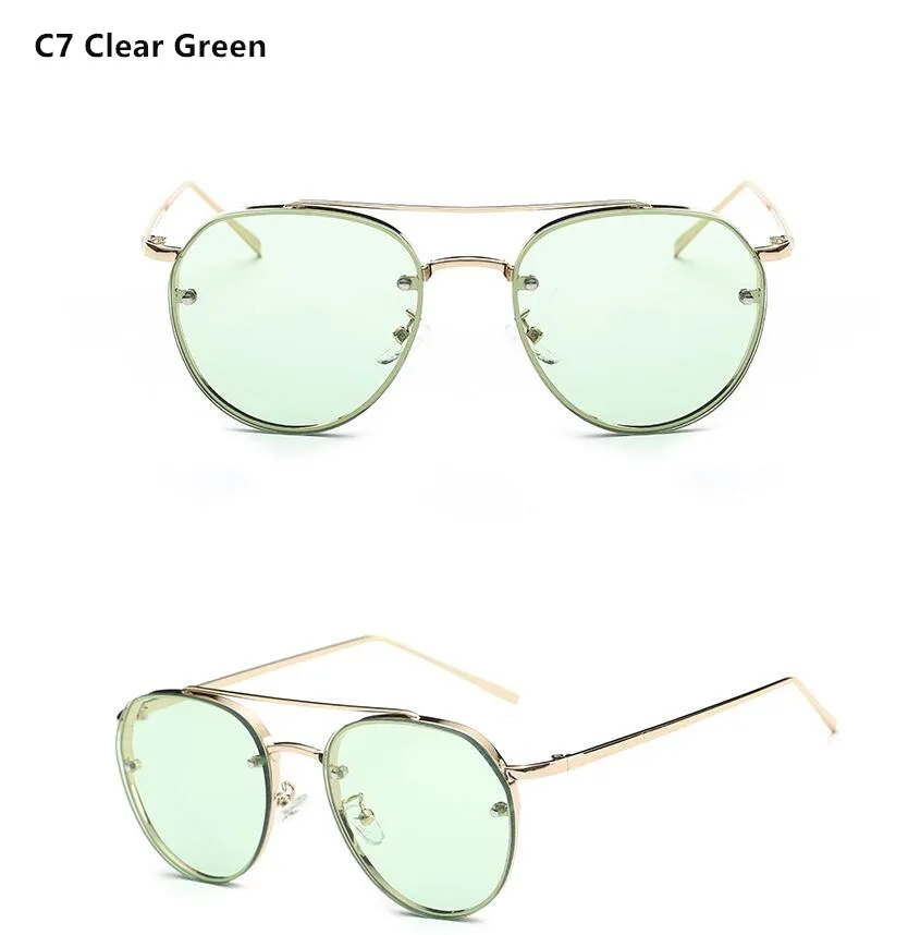 c7 candy green Emosnia модный бренд Polit Солнцезащитные очки женские металлические винтажные негабаритные тонированные солнцезащитные очки зеркальные Мужские Женские Розовые Желтые Oculos - Цвет линз: c7 candy green