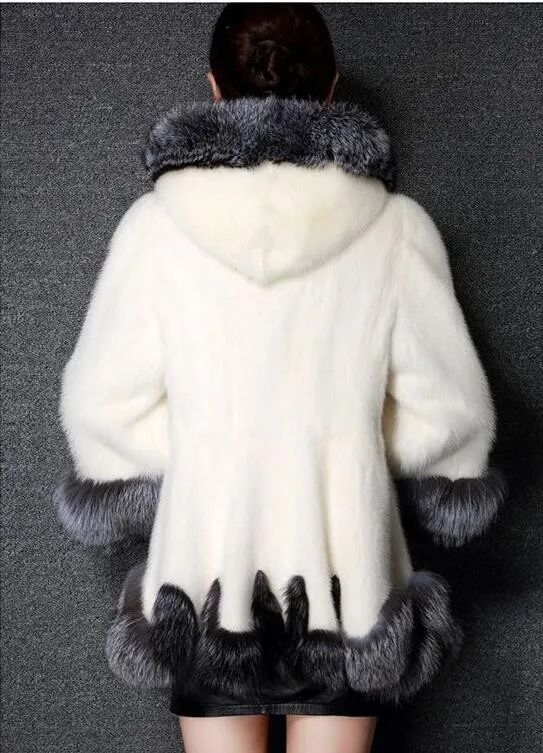 Learance/распродажа высокая имитация пальто для леди с капюшоном и кроличьим мехом