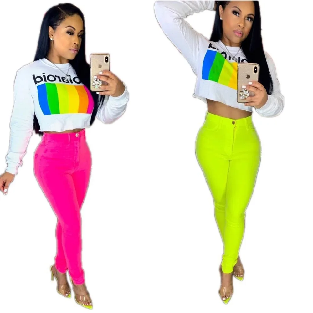 Уличная мода 2020 новинка Женская туника с радужным рисунком футболка длинным