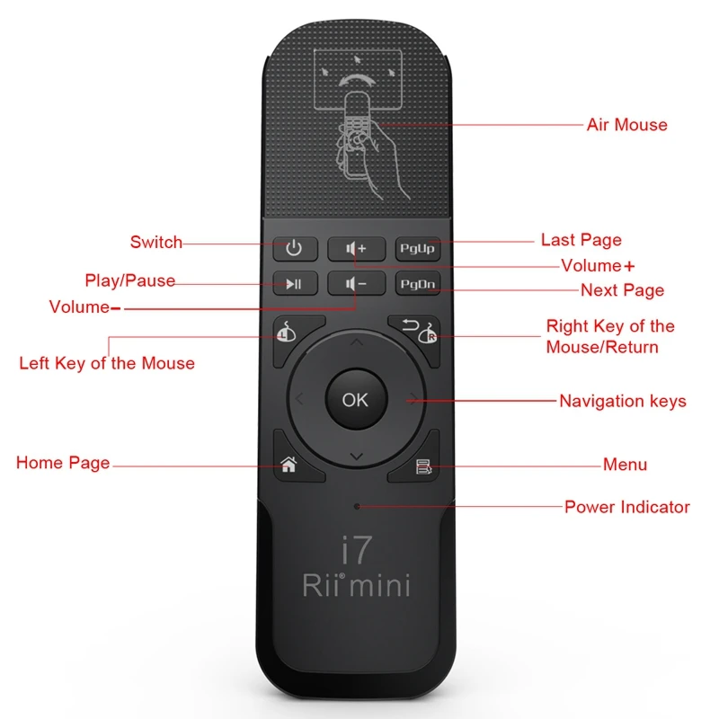 Wechip Mini Fly Air Mouse i7/i7 laser 2 4G беспроводной пульт дистанционного управления со