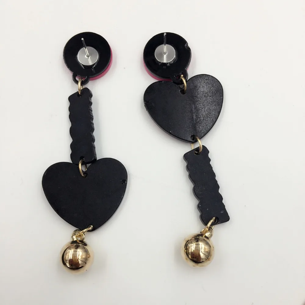 

Hot Uneven Acrylic Cartoon Cute WOW Love Heart Dangle Colorful Earrings Ball Pendant For Women Girls Party Jewelry