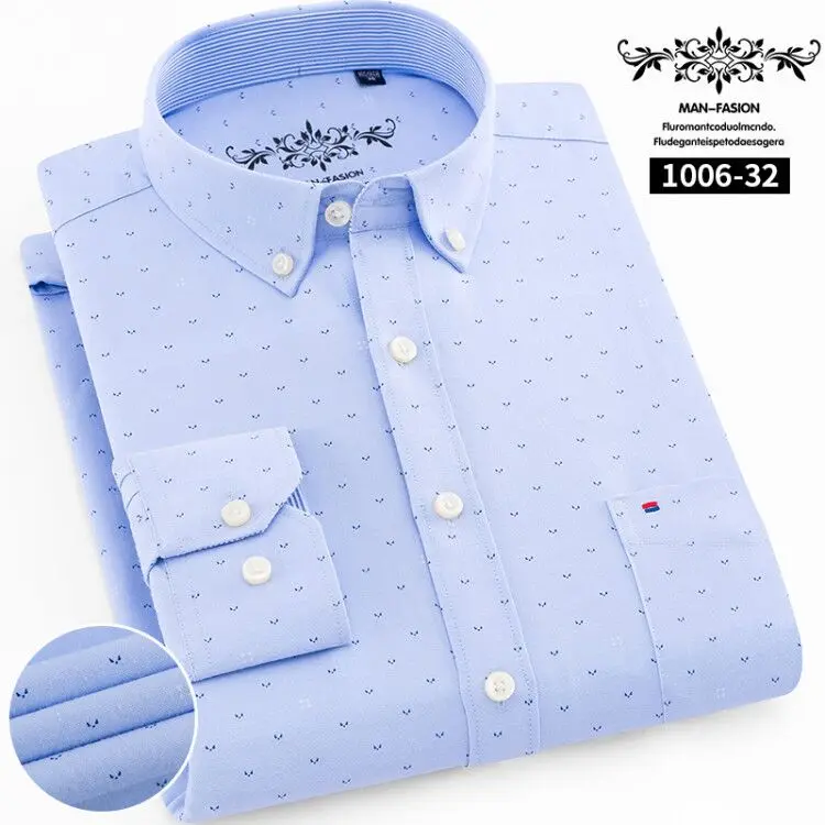 Print shirt 32 Большие размеры 5XL 6X мужские рубашки топы мужские клетчатые и полосатые рубашки Оксфорд 60% хлопок мужские рубашки с длинным рукавом Slim Fit camisa - Цвет: Print shirt 32