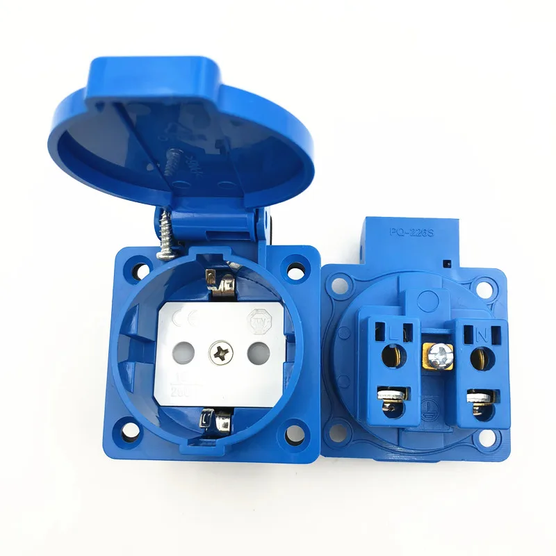 Стандарт ЕС водонепроницаемая розетка 16А 250В синяя панель управления