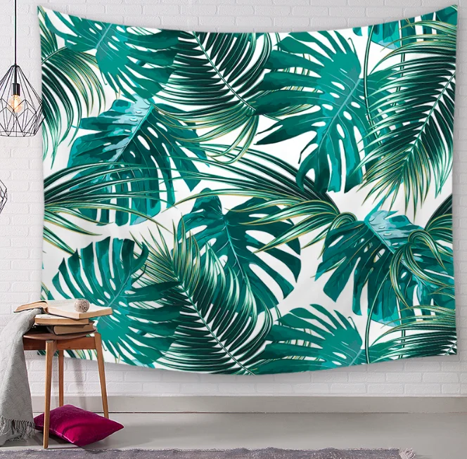 Геометрический зеленый Растительный декоративный гобелен для ванной открытый