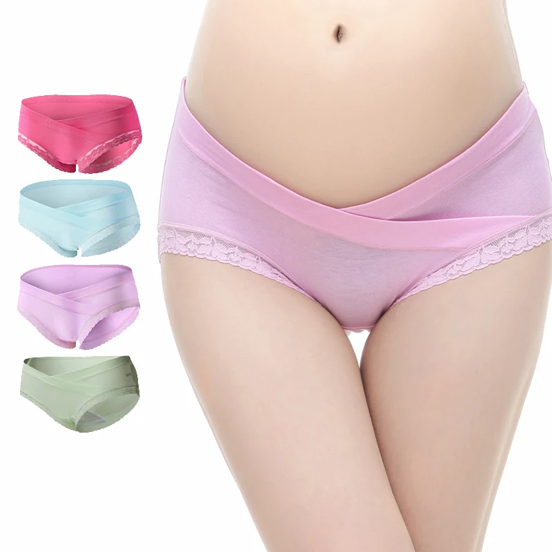 4 шт./лот хлопок Для женщин нижнее белье u образная низкая талия для беременных