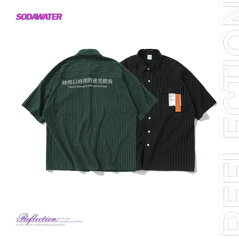 Женская Повседневная рубашка SODAWATER в полоску с короткими рукавами большие