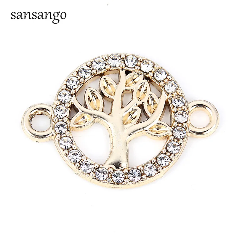 10 Pcs Tree Of Life Pattern Alloy Crystal Connectors  Charms Pendant For DIY Necklace Bracelet Fashion Jewelry Accessories