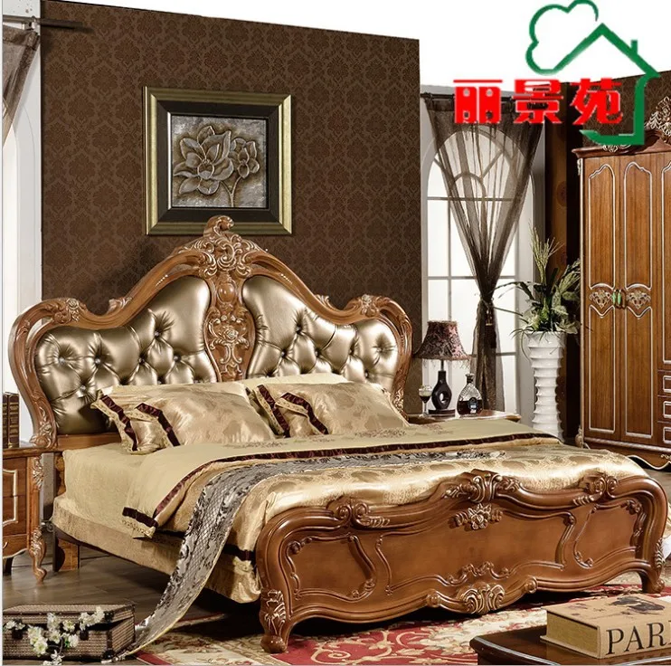 

high quality bed Fashion European French Carved bedroom furniture 1.8 m bed 9782