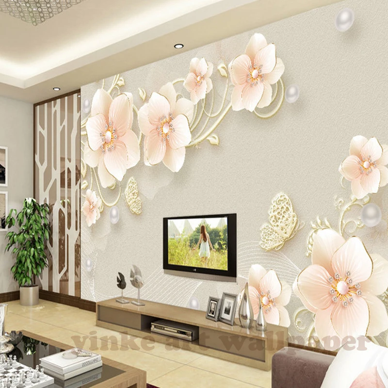 3D Wallpaper relief jewelry flower Photo Wall Mural Living Room Dining Backdrop Paper Modern Home Decor Frescoes | Обустройство дома