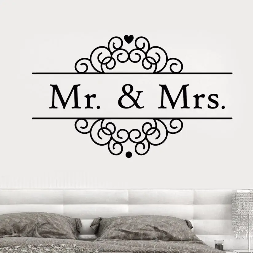 Виниловые наклейки на стены Mr и Mrs Наклейка стену с логотипом свадебный салон Studio