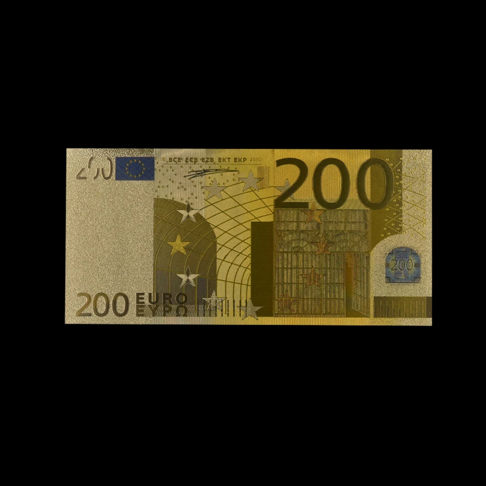 10 шт./лот Цветной евро 200 банкнот в центре сообщений течение 24K Gold изысканная