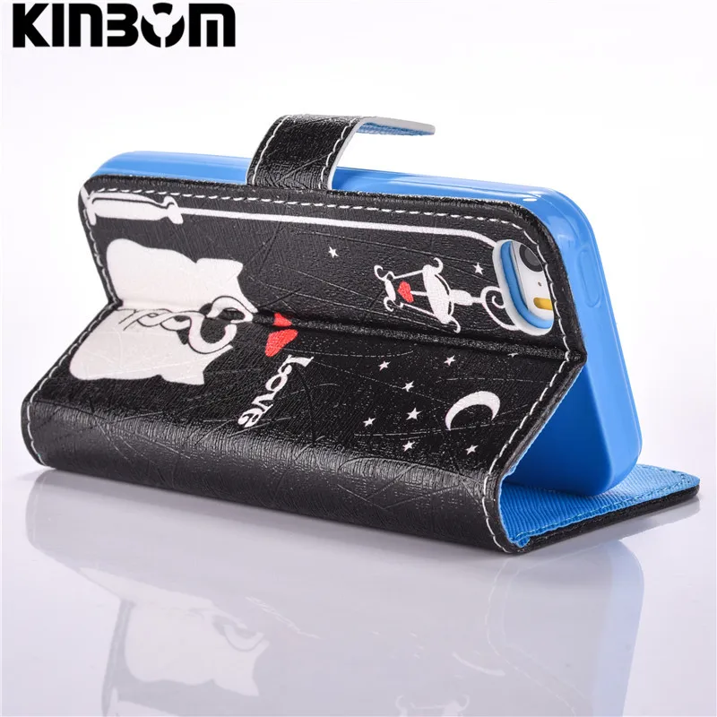 KINBOM симпатичный кошелек чехол для Iphone 5c 5S Se Мультфильм Пейзаж Pattern Shell 6s p Touch 5 6 из